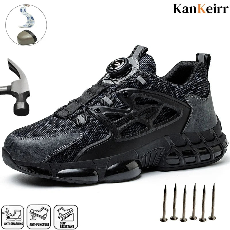 New Safety Boots Men Work Sneakers Anti-smash Indestructible Shoes Steel Toe Protective Boots Anti-puncture Work Safety Shoes
