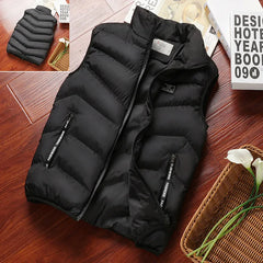 Vest Jacket Men Puffer Sleeveless Coat Men Solid Color Down Jacket Winter Warm