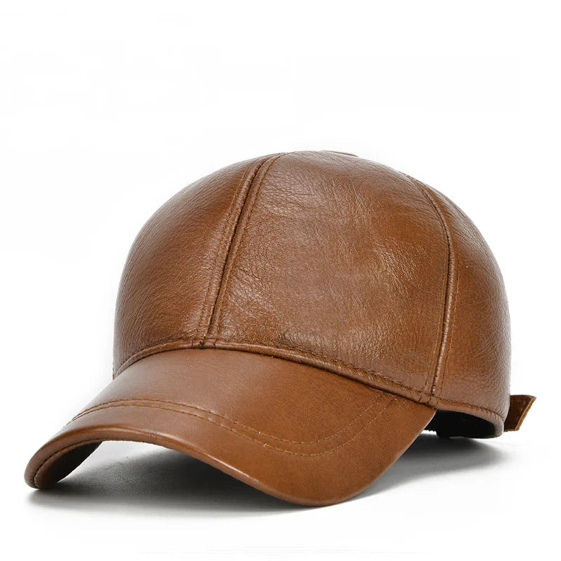 2026 Adjustable Men's Genuine Cowhide Leather Baseball Cap for Fall Winter Outdoor Sports Hat Men Real Cowhide Leather Caps
