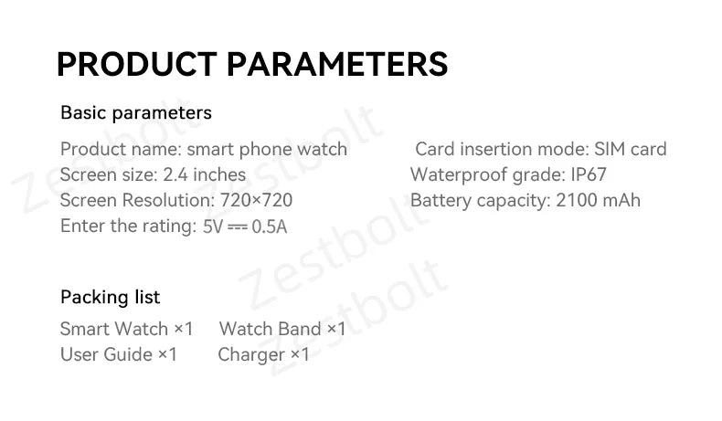 M99 Smartwatch 2.4inch Larger Amoled Screen 12 Panel Menu Smart Watch With 190° Rotating Camera 2100Mah Battery Android 10.0 OS