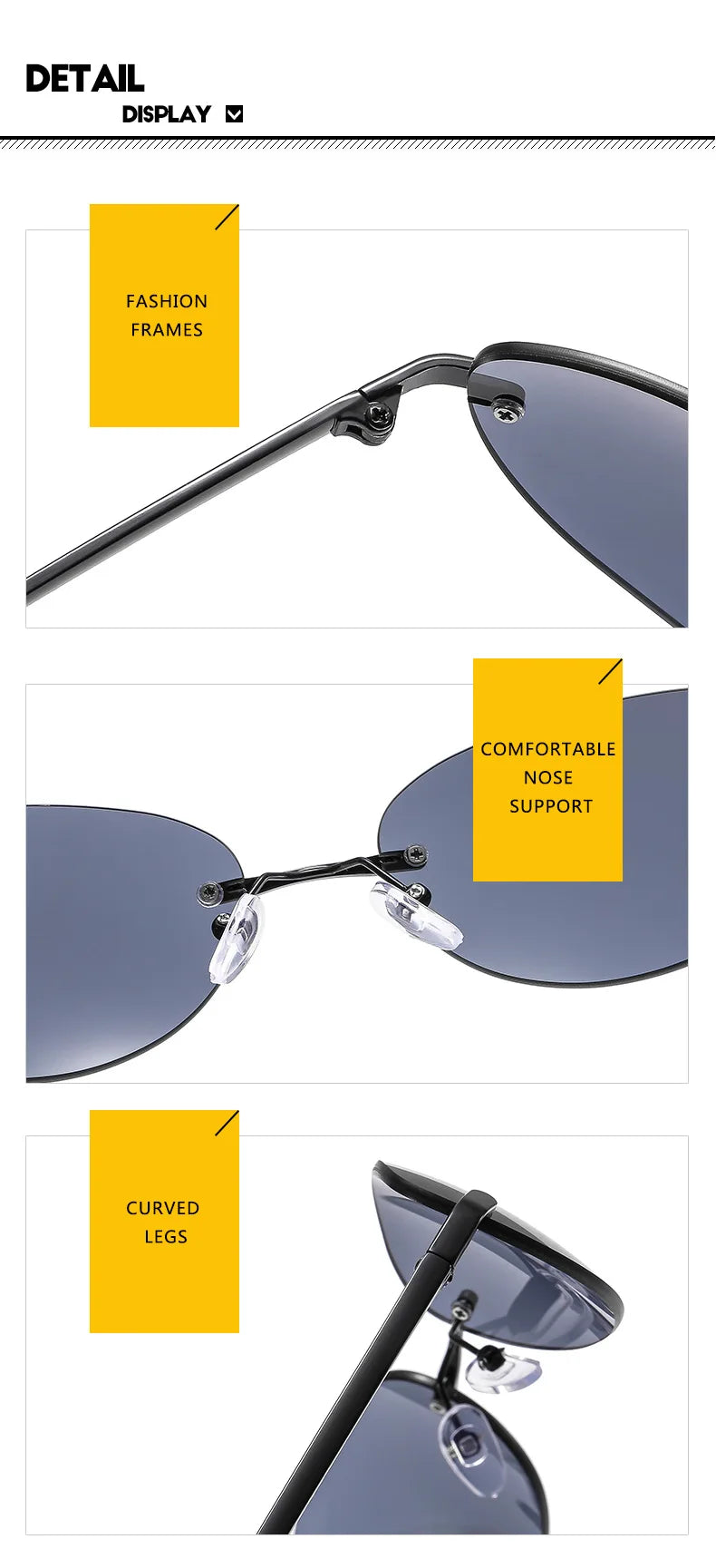 Rimless  Sunglasses Women Fashion Oval 2000'S Brand Designer Sun Glasses Y2k Wrap Around Transparent Eyewear Gradient  Shades