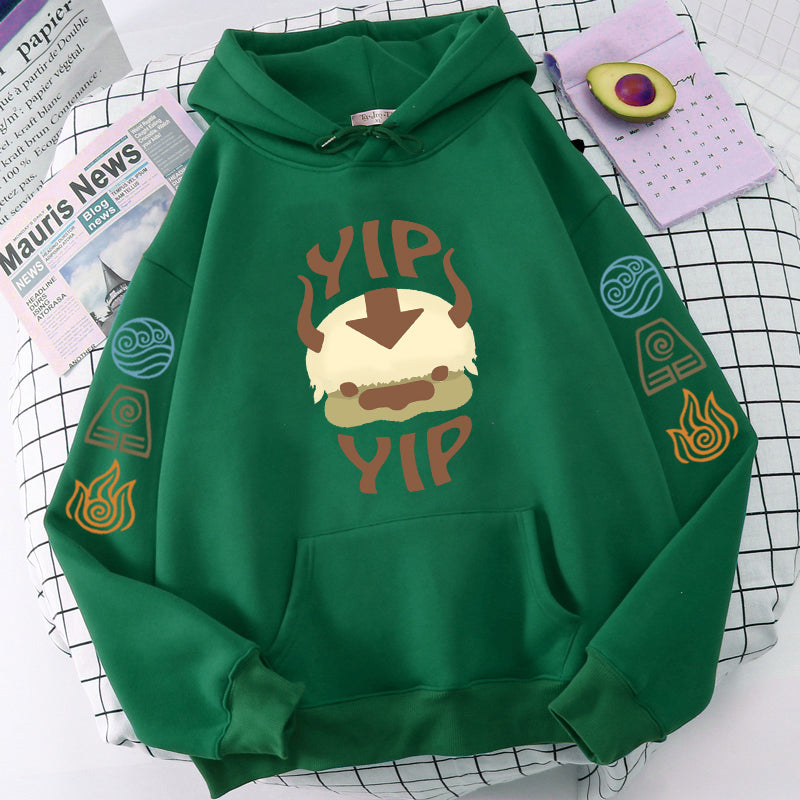 Avatar The Last Airbender Hoodie Men Women Appa YIP Letter Print Long Sleeve