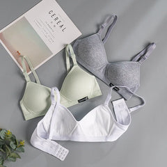 Women Underwear Cotton Bra Seamless Gathered Push Up Comfortable Soft