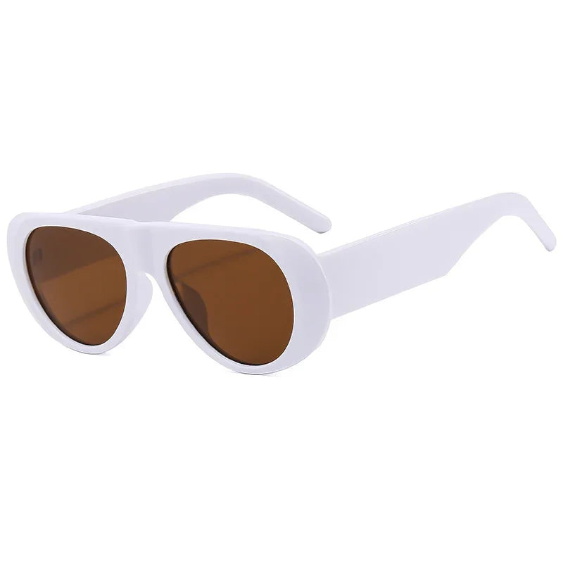 Vintage Oversized Oval Sunglasses Women Men New Fashion Wide Leg Leopard Red Gradient Sun Glasses Ladies Trendy Sexy Shades
