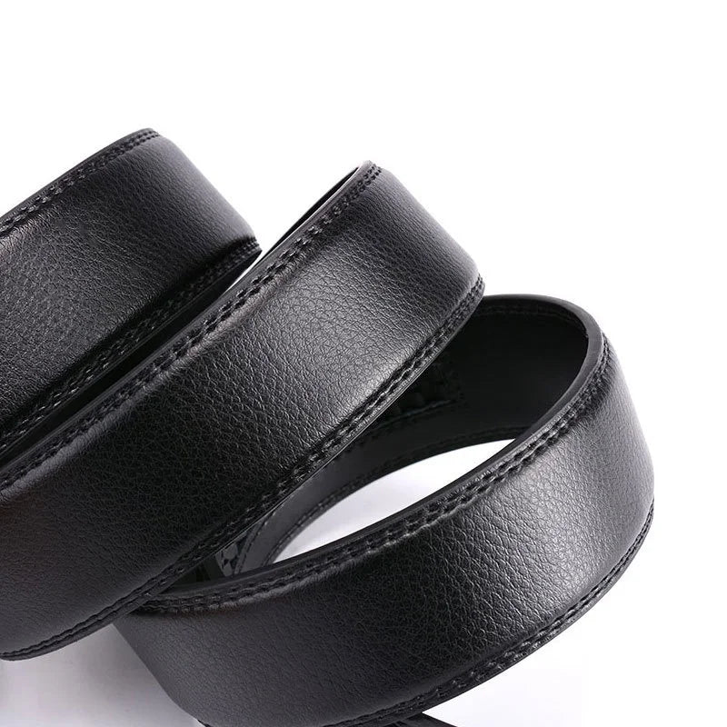 Men's Genuine Leather Belt Adjustable Automatic Buckle Belt Black/Brown Ratchet Belt High-Quality Business Casual Belt for Men