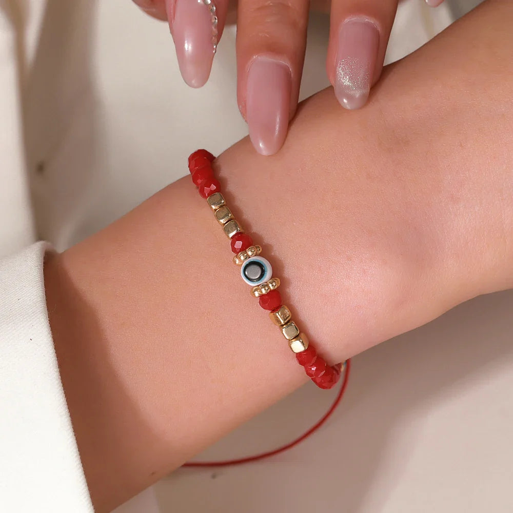 Fashion Boho Adjustable Jewelry Braiding Strap Bracelet Black Crystal Stone Beaded Bracelet For Women Accessory Jewelry