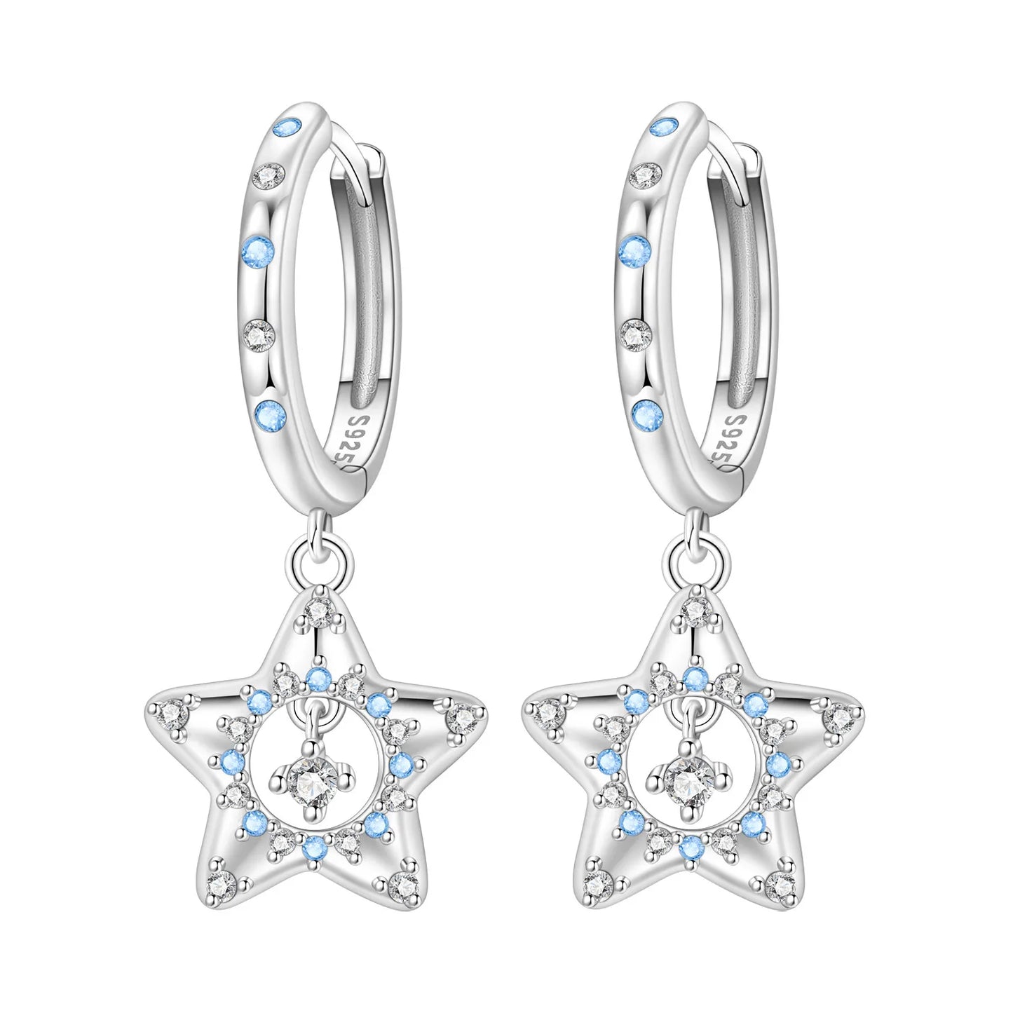 PANPOKI 925 Sterling Silver Multi Layer Starry Tassel Drop Earrings Women Earrings Charm Trend Versatile Party Jewelry Gifts