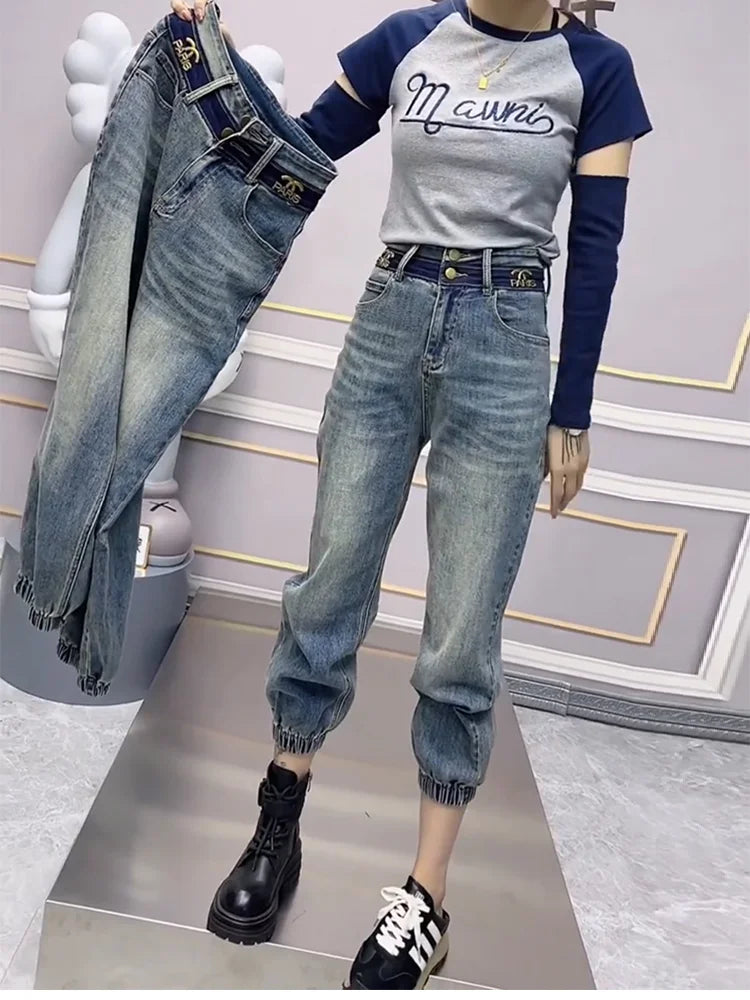 Y2k Large Size Jeans Women's Summer Thin Model Bunched Feet