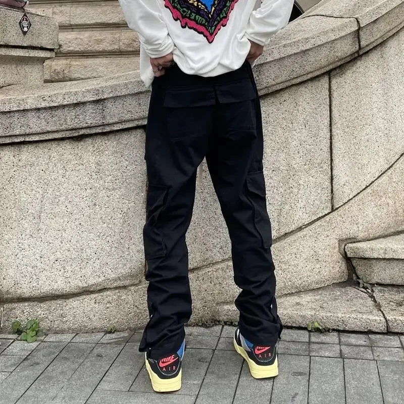 Mens Baggy Cargo Pants Techwear Black Y2k Stylish Streetwear Joggers