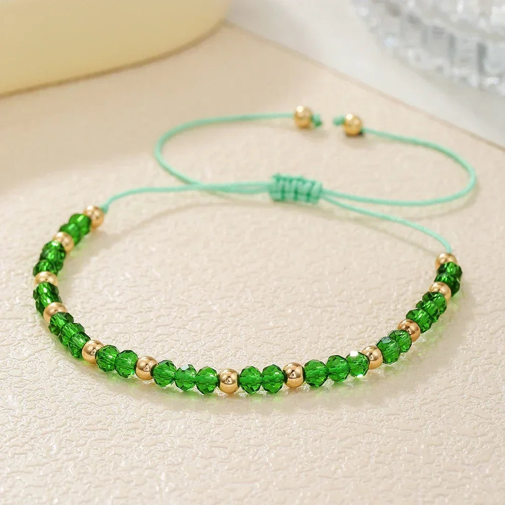 Fashion Boho Adjustable Jewelry Braiding Strap Bracelet Black Crystal Stone Beaded Bracelet For Women Accessory Jewelry