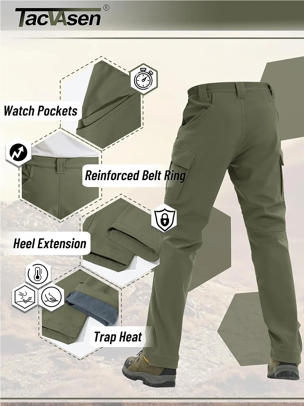 Winter Softshell Thermal Hiking Pants Tactical Pants Mens