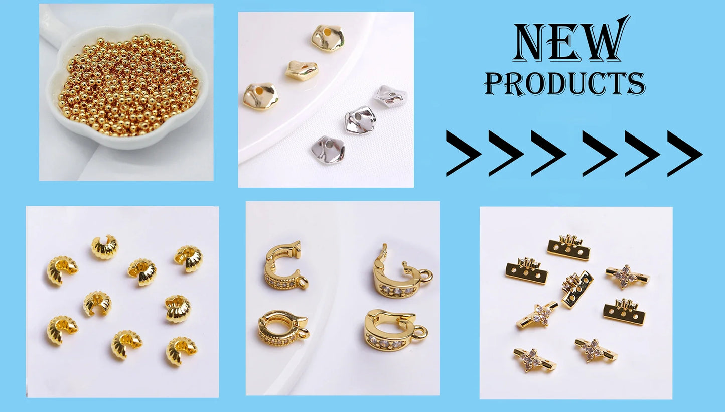 14K Gold Plated Brass Earrings Hooks Round Hoop Earrings,Earring Fixtures,Fasteners For Earrings,DIY Earring Making Accessories