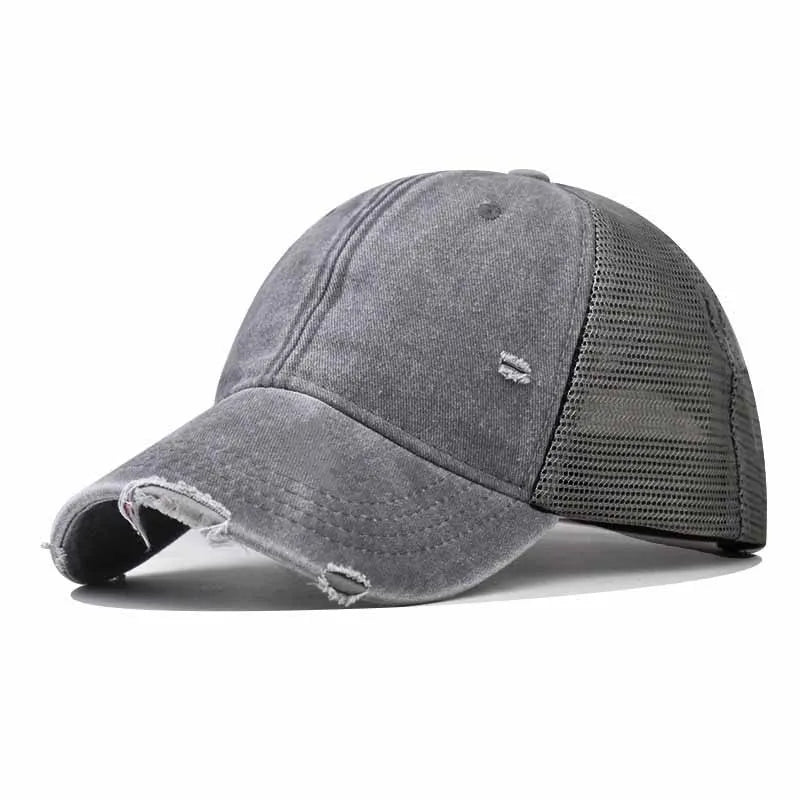Washed Cotton Mesh Breathable Baseball Cap Made Old Ripped Light Board Caps Men and Women Tide Spring and Summer Vintage Hat
