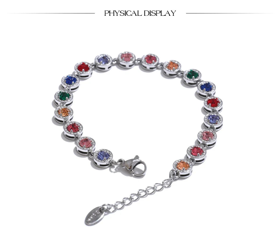 Yhpup Popular Shiny Cubic Zirconia Chain Luxury Necklace Bracelet Bangle Gold Color Platinum Plated Temperament Jewelry New