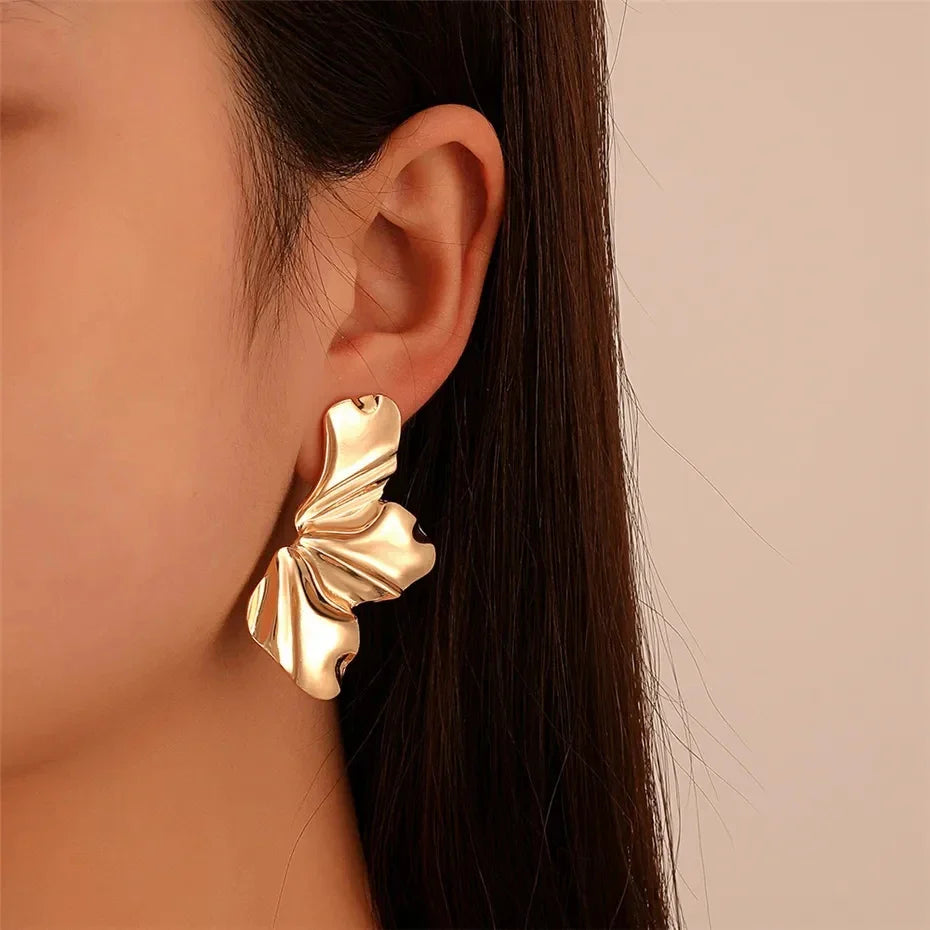 Vintage Earrings Women Bohemian Big Irregular Geometric Gold Metal Dangle Drop Earrings Exaggerated Jewelry 2024