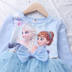 Fall Dresses for Girls Vestidos Frozen Elsa Dresses Birthday Party Long Sleeve Princess