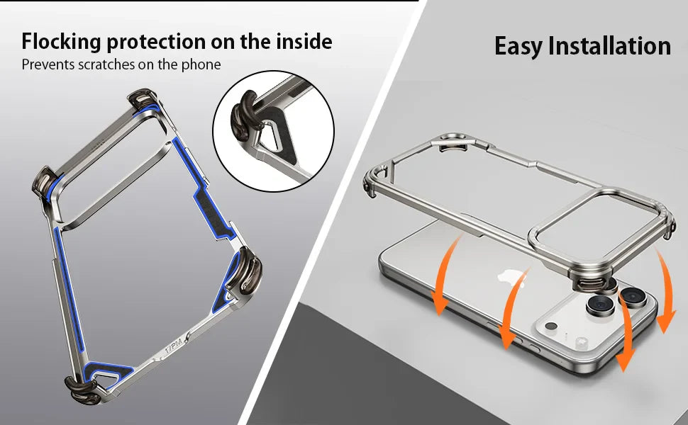 iPhone 17 Pro Max 17 Air Phone Case Aluminum Alloy Metal Frameless Shells Magsafe Minimalist Anti-Drop Protective Cover