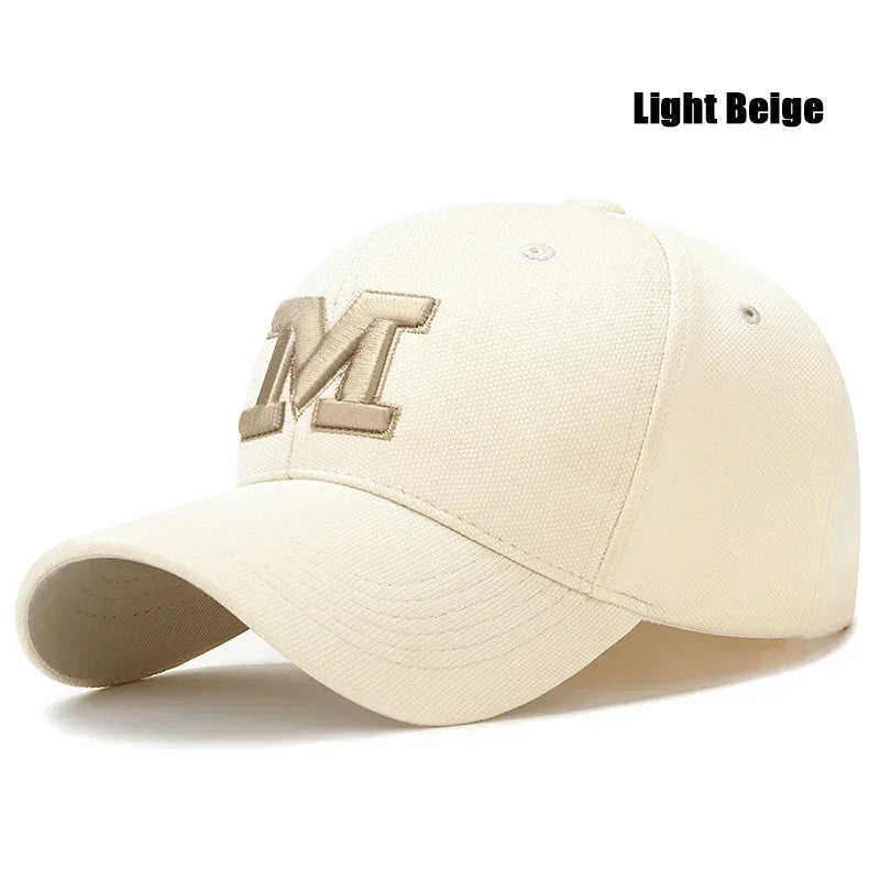 Fashion Men Women M Letter Three-Dimensional Embroidery Baseball Cap New Unisex Outdoor Casual Sport Duck Tongue Cap Sun Hat
