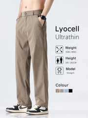 Pants Men Lyocell Fabric Breathable Soft Straight Casual Trousers Loose