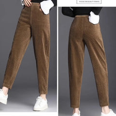 Plush Thick Casual Pants Women's Corduroy Warm Pants Autumn Winter Leggings