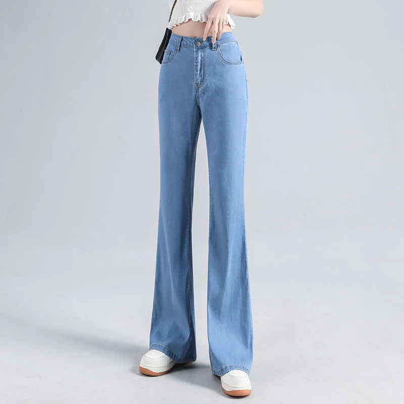 Flared Jeans Woman High Waist Slim Stretch Denim Women Tight Pant Korean