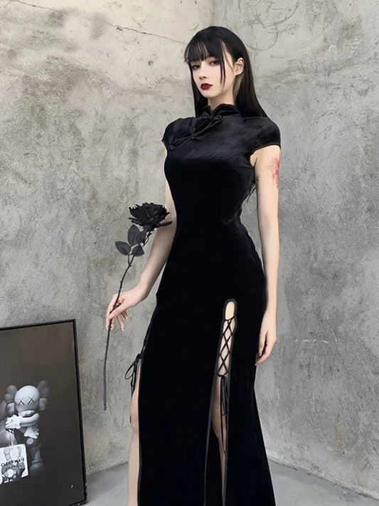 Formal attire Dresses: Goth Dark Romantic Gothic Velvet Aesthetic Dresses