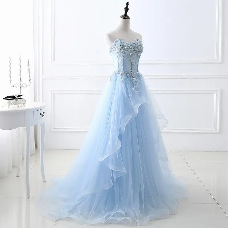 Homecoming Dresses: A-Line Tulle Lace Applique Beaded Crystal Women Formal Party