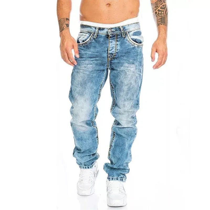 Mens Jeans Brands Straight Stretch Slim Jean Homme Pantalones Hombre Casual Pants