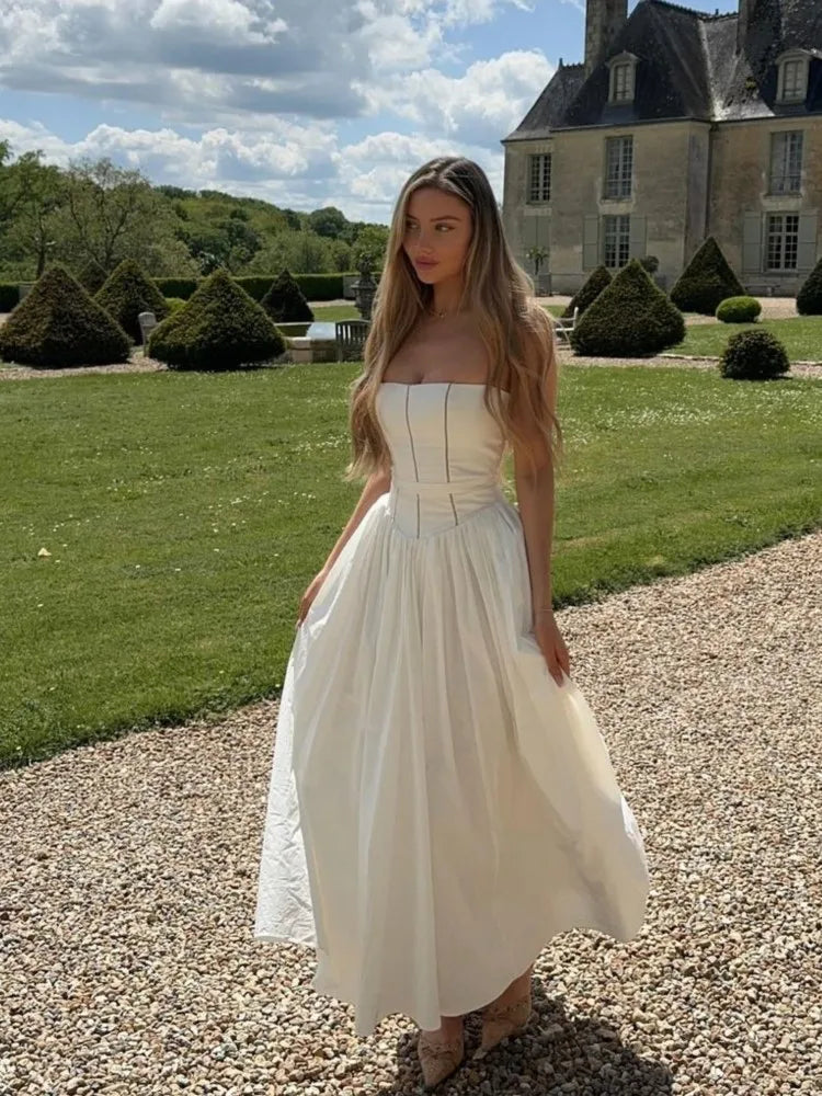 Formal attire Dresses: Women Elegant Patchwork Suspenders Maxi Dress