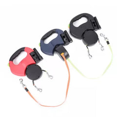 2 in 1 Multi-functional Dog Leash Double-ended Automatic Retractable Dog Leash 360°