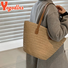 Large Capacity Straw Bag For Women Knitted Straw Bag Bohemia