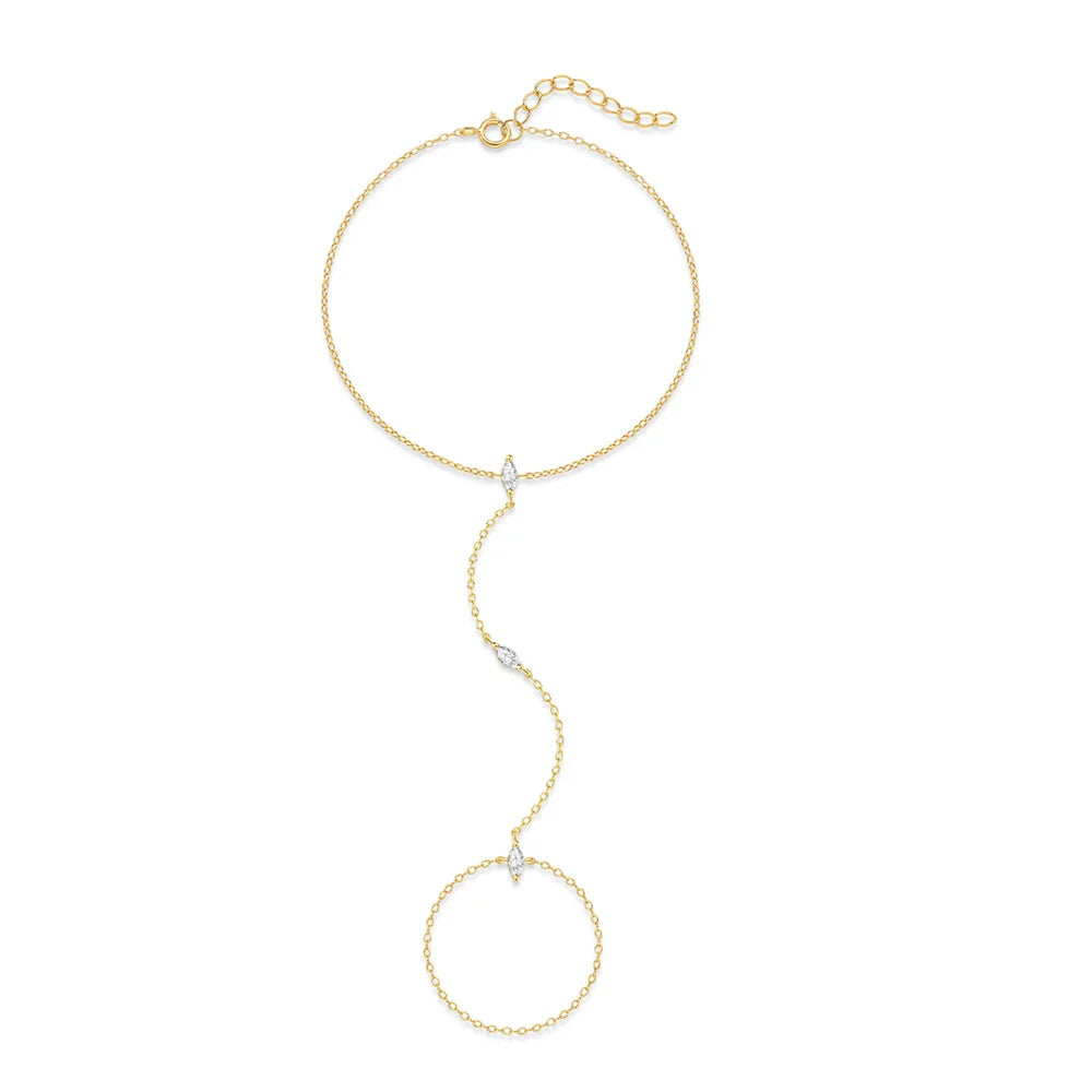 ROXI 925 Sterling Silver Heart/Star Zircon Bracelet With Finger Design For Women Hand Chain Accessories Party Jewelry Gift