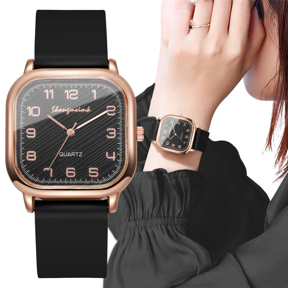Fashion Square Women Watches Casual Silicone Strap Quartz Watch for Girls Clock Reloj Mujer