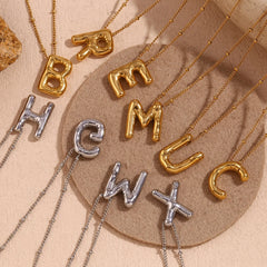 Party Balloon Letter Pendant Necklace Waterproof Silver Color 316L Stainless