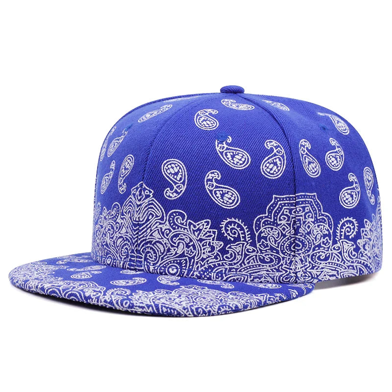 2024 New Fashion West Coast Cashew Flower Printing Snapback Cap Outdoor Sun Men Woman Baseball Hat Adjustable