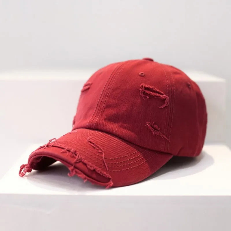 Cotton Washed Hole Baseball Caps for Men Women Hat Unisex-Teen Hip Hop Snapback Peaked Cap Visor Sun Hats Trucker Bone Dad Hat