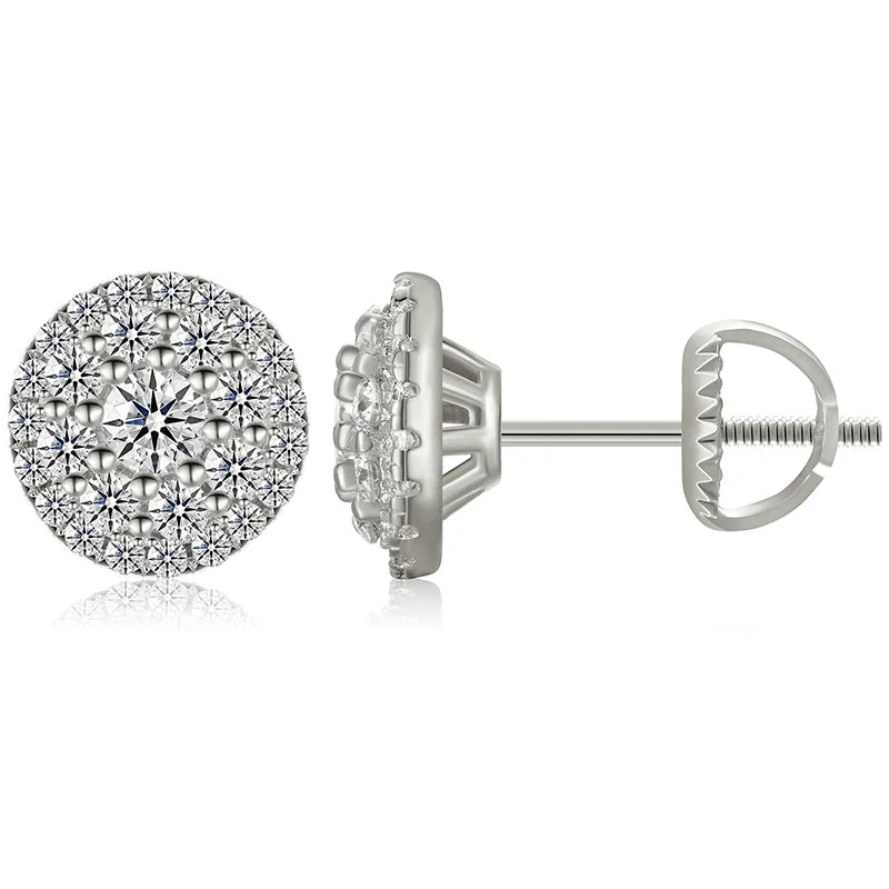 D Color Moissanite Stud Earrings For Women Top Quality 100% 925 Sterling Silver Sparkling Wedding Jewelry Shining Ear Accessory