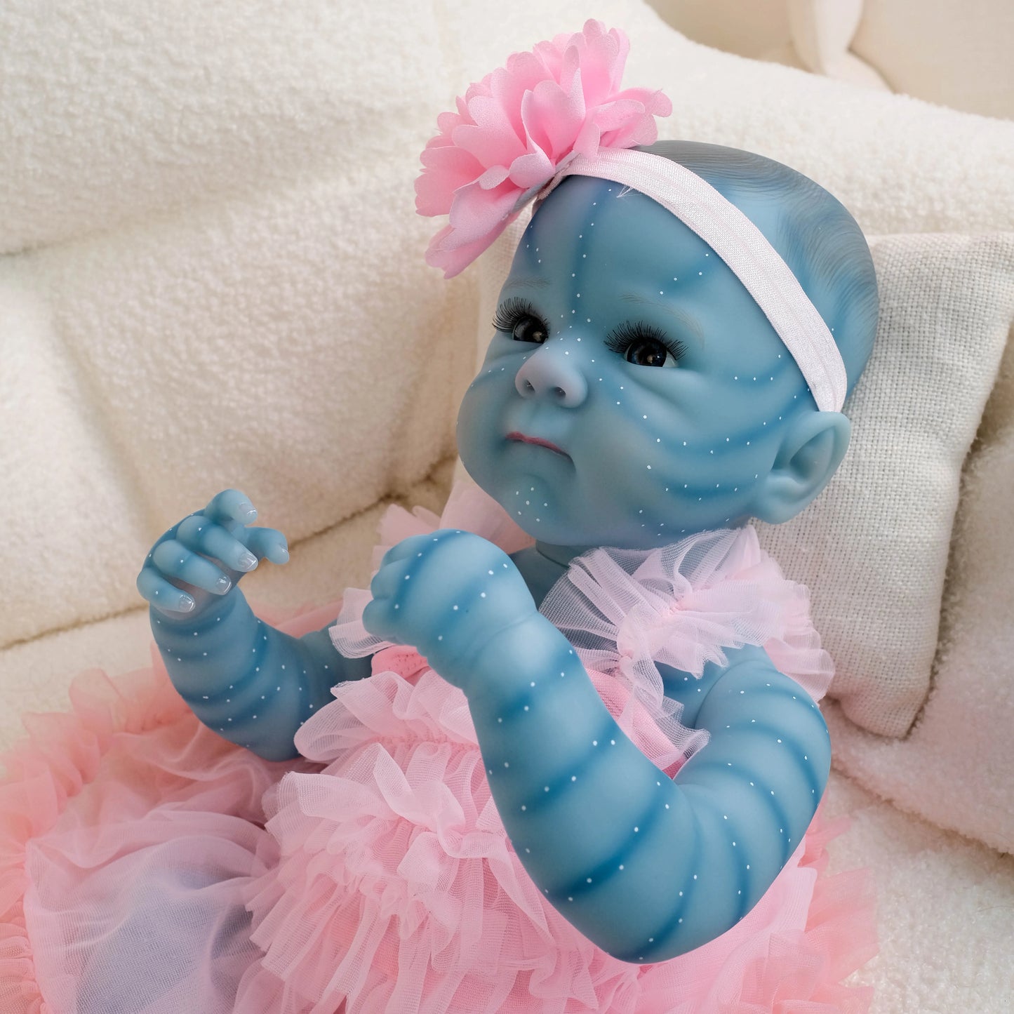 NPK 19-inch Full Body Bettie Avatar Collectible Art Doll - Soft Silicone Bebe Bath Toy Waterproof Hand-Painted Details