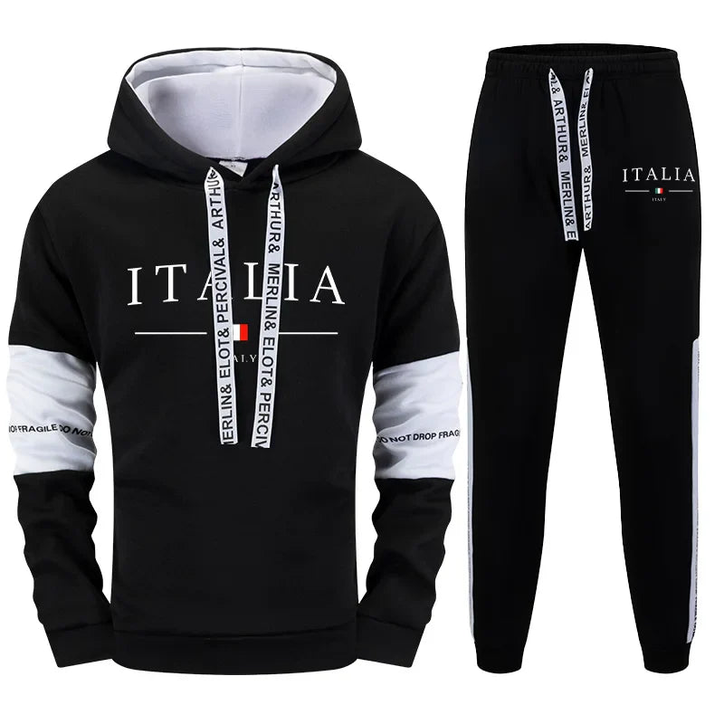 Mens Tracksuit Outdoor Quality Autumn Winter Simple Casual Sports Hooded Single Sweatshirts And Sweatpant Comfort Sports Fitness