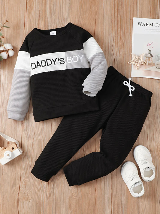Winter Newborn Infant Baby Boy Long Sleeve Knitted Soft Waffle Letter Casual Fashion Baby Clothing