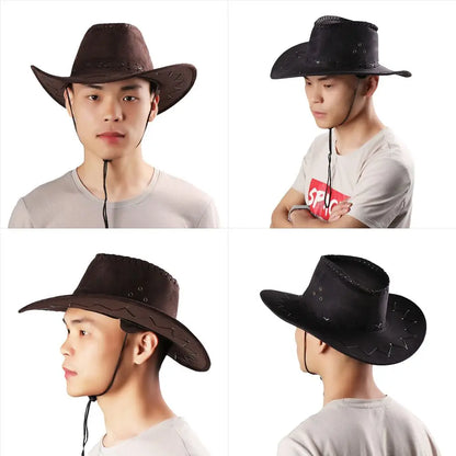 Women Men Cowboy Hat Western Suede Cowgirl Hats Fashion West Fancy Dress Party