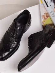 Men casual shoes Brock Oxford retro crocodile leather men formal