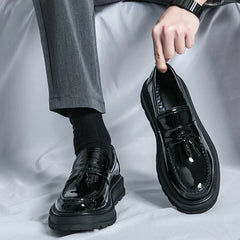 Green Slip-On Luxury Moccasins Men Casual Shoes Thick Bottom Tassel Formal
