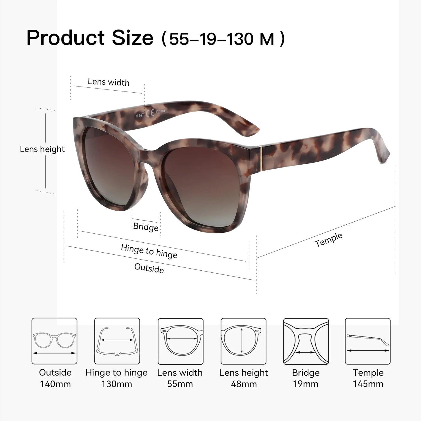 Fashion Cateye Polarized Sunglasses for Women - Oversized Sun Glasses UV400 Protection Retro Shades Designer Style