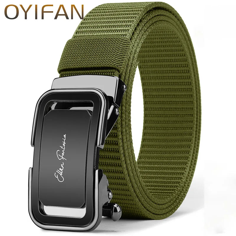 Fashion Men's Belt, Alloy Automatic Buckle, Canvas Belt, Sports Belt, Large Size 110-160cm Can Cut Belt, Men's Automatic Belt