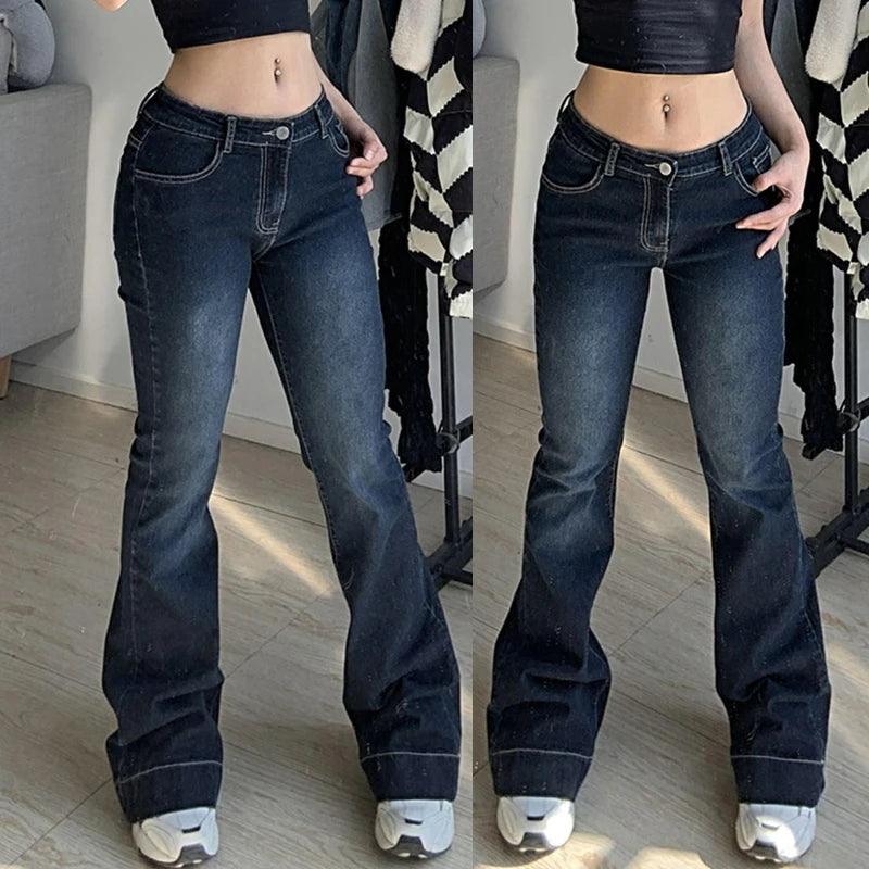 Bell Bottom Jeans for Women y2k Women's pants Low Waist Gradient Blue Flare Jean