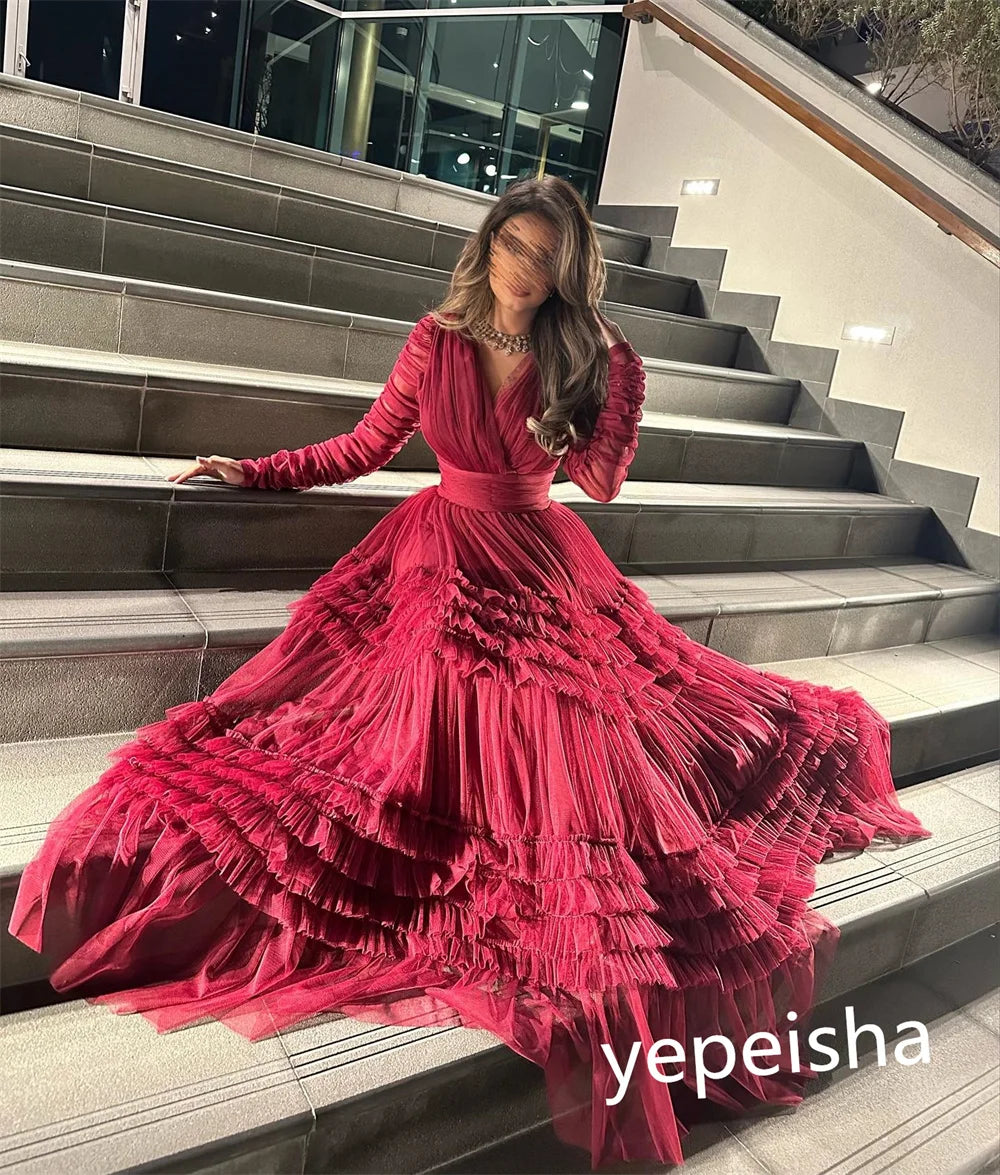 Homecoming Dresses: Elegant V-neck A-line Floor Length Evening Dress