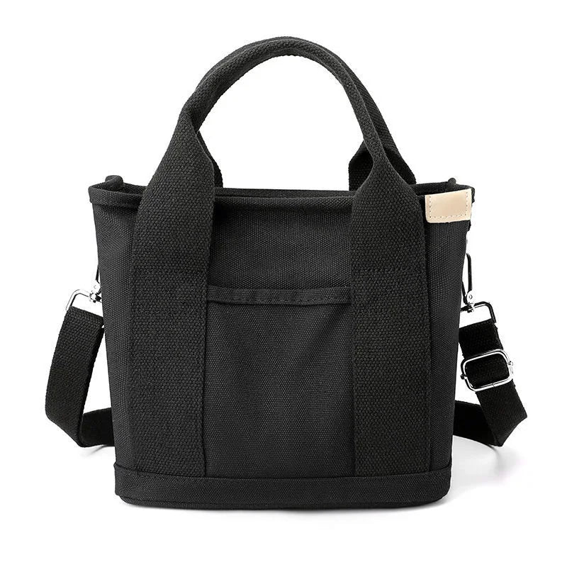 Xierya Women Small Bag with Zipper Fashion Lady Single Shoulder Portable Thickened Canvas Mobile Phone Bucket Tote Bag
