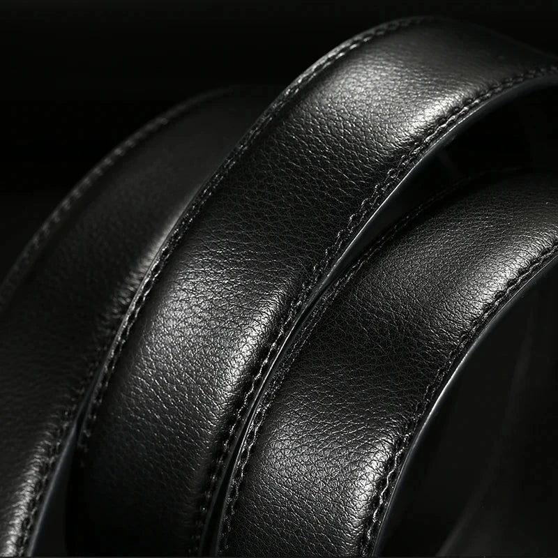 2023 New  cow genuine leather men's belt cowhide strap for male automatic buckle belts for men black buckle belts