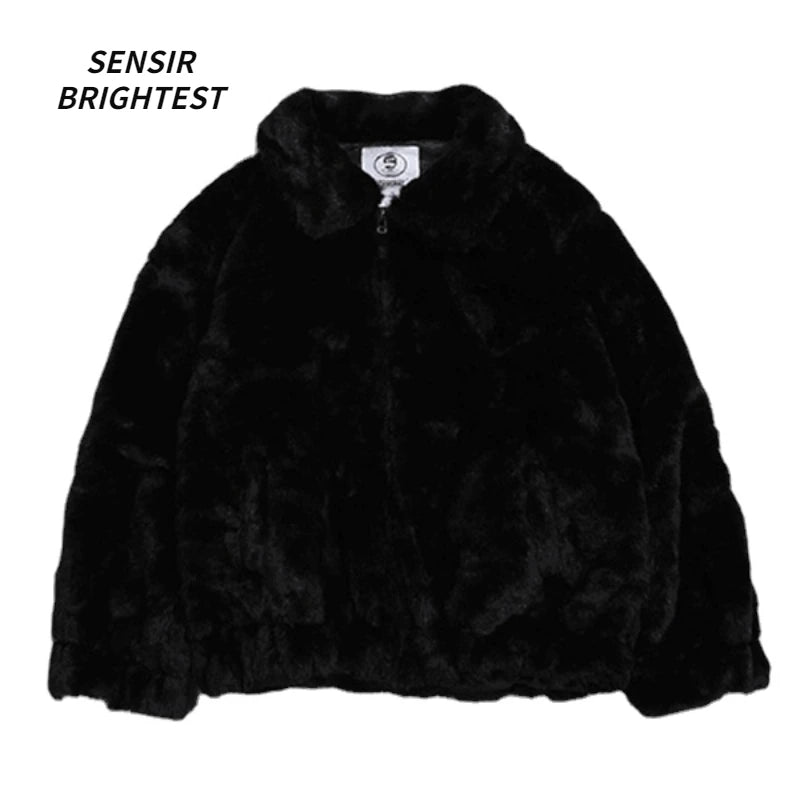 Winter Unisex Rabbit Hair Cotton Clothes hick Warm Men's Fur Coat Loose Imitation Jacket